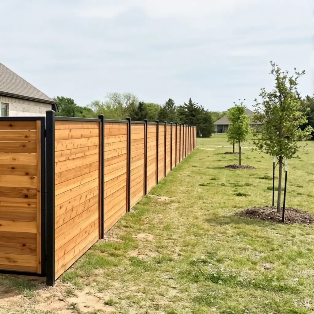 modern horizontal cedar fence company in Dallas Texas near me